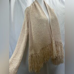BCBG MAX ARIA  Cream Fringe Sweater In Size extra small/small